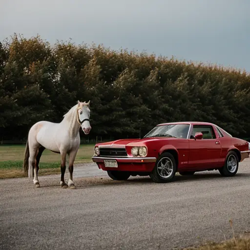 red_car_and_white_horse_602595953